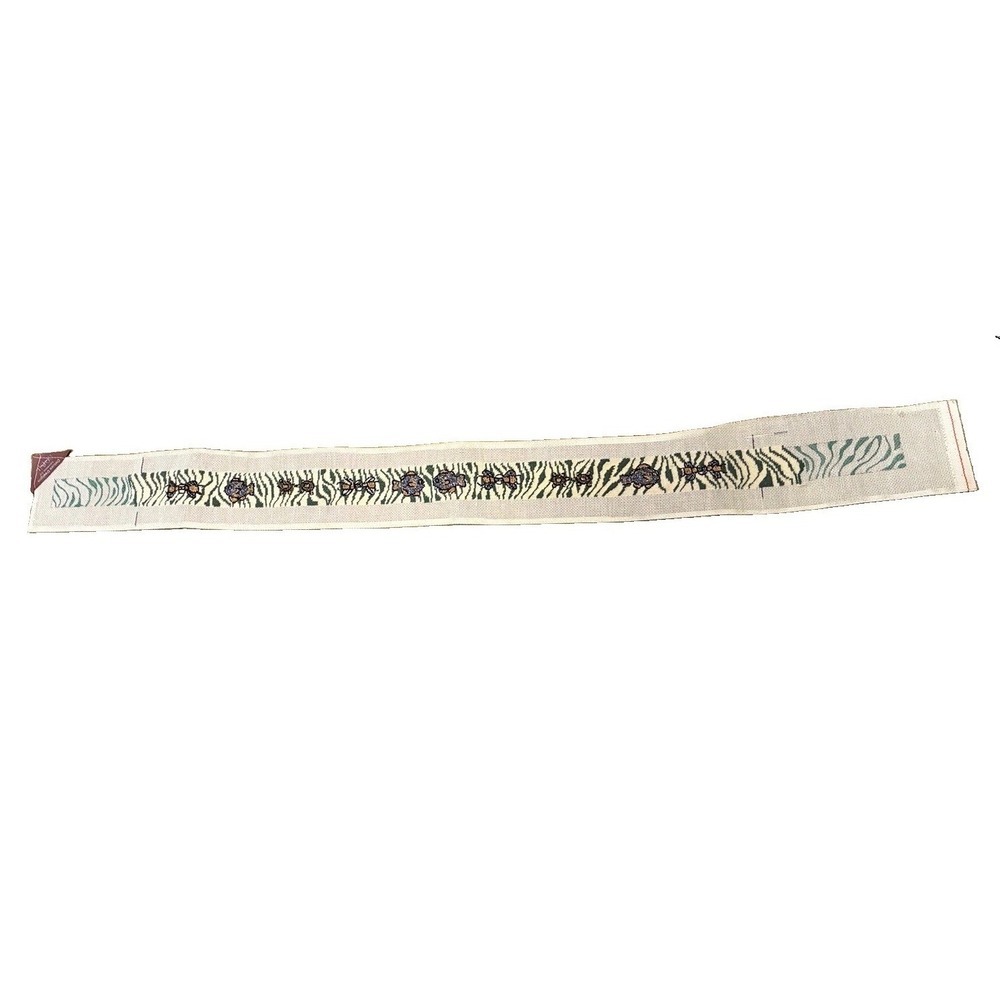 Vintage Deluxe Design Needlepoint Belt Canvas Zebra Insect Bug Partial Done